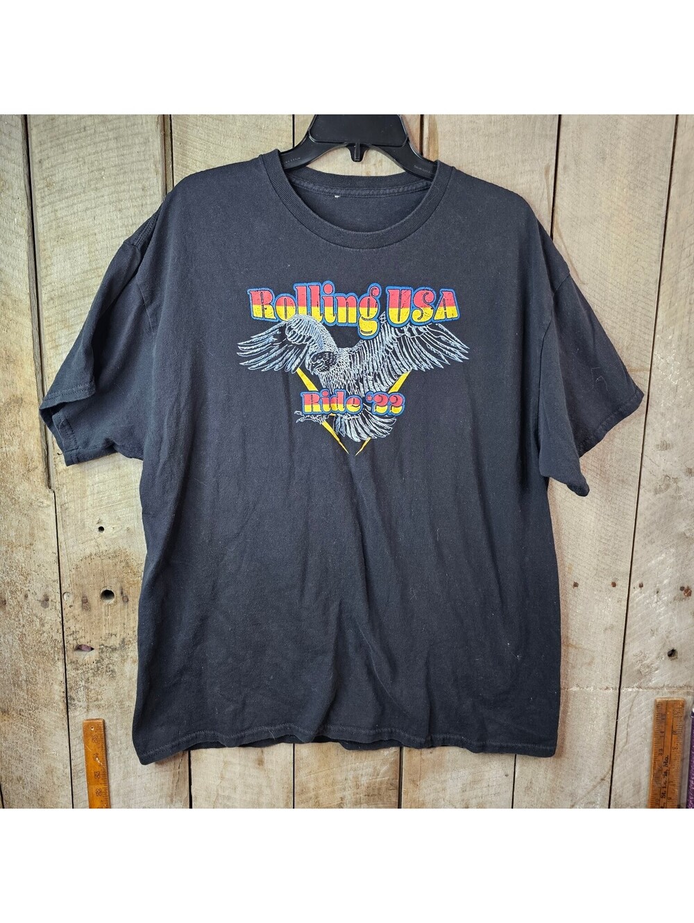 Rolling USA Ride '22 Veterans of Foreign Wars VFW Motorcycle Rally T-Shirt Black